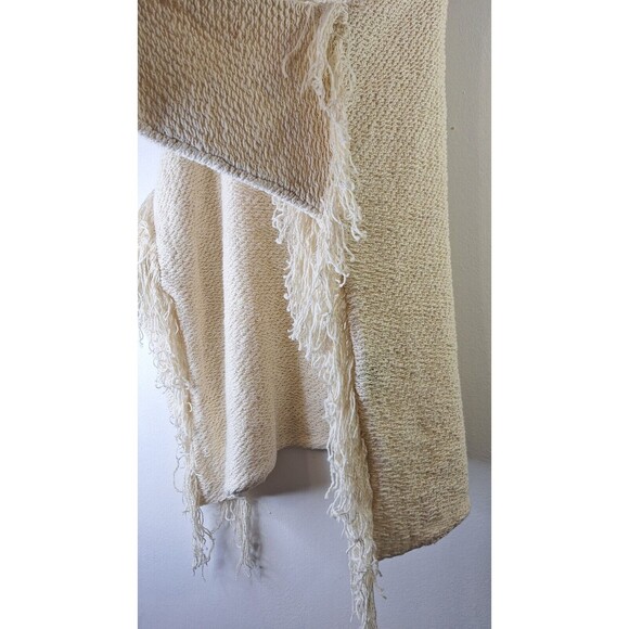 LAUREN RALPH LAUREN Knit Poncho Sweater One Size 3/4 Sleeve Fringe Western Boho - Picture 6 of 7